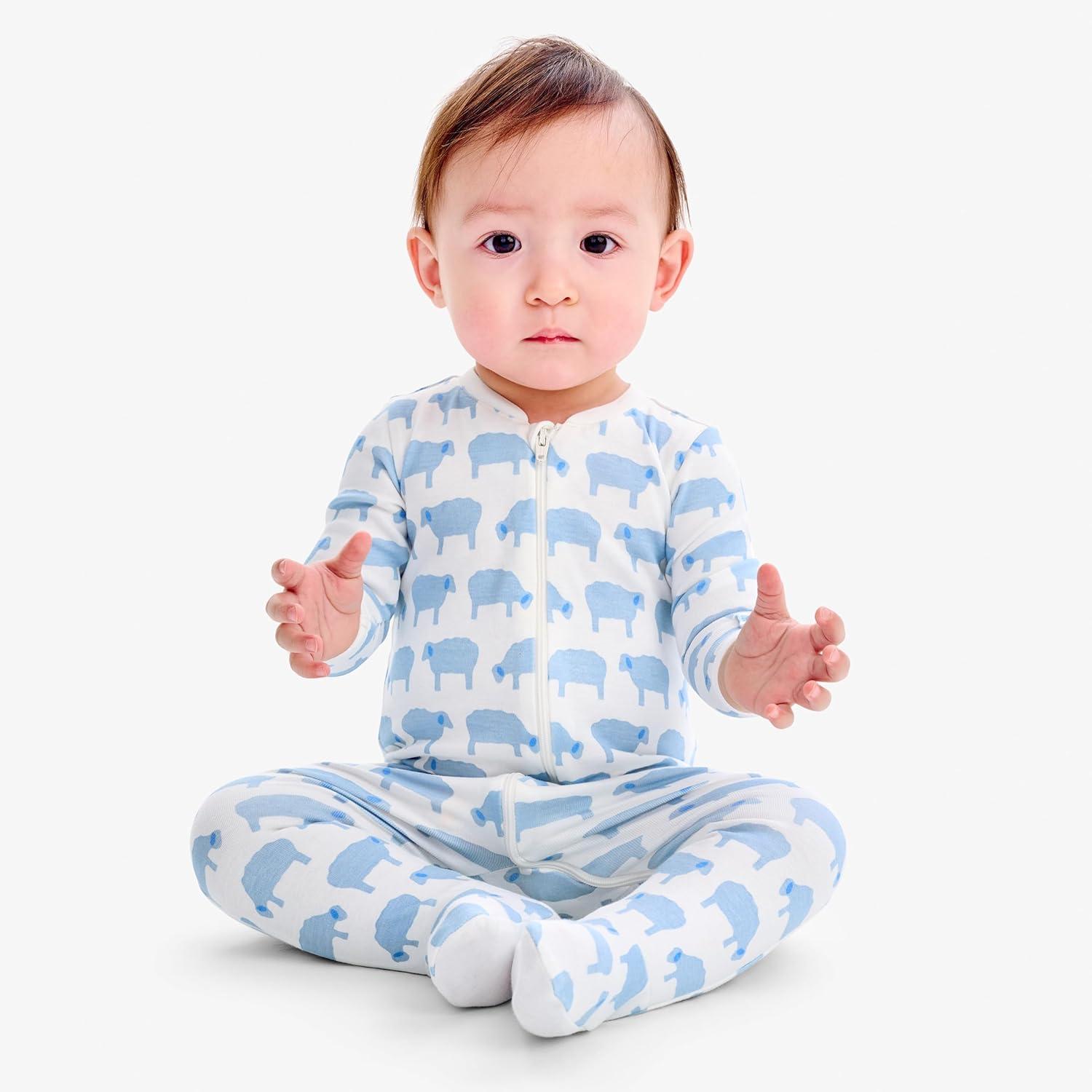 imagePrimary Baby Organic Animal Friends Zip Footie 100 Organic Cotton Sleepwear with 2Way Zipper Soft amp Safe for BabiesStreambabysheep