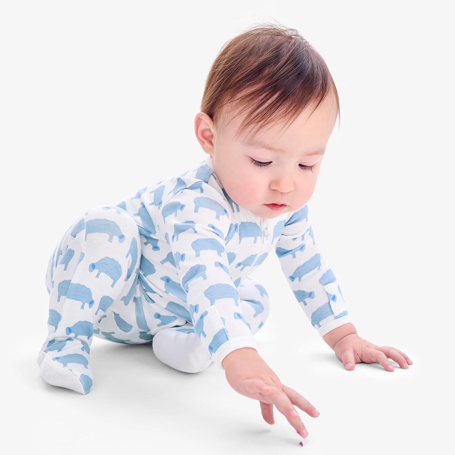 imagePrimary Baby Organic Animal Friends Zip Footie 100 Organic Cotton Sleepwear with 2Way Zipper Soft amp Safe for BabiesStreambabysheep