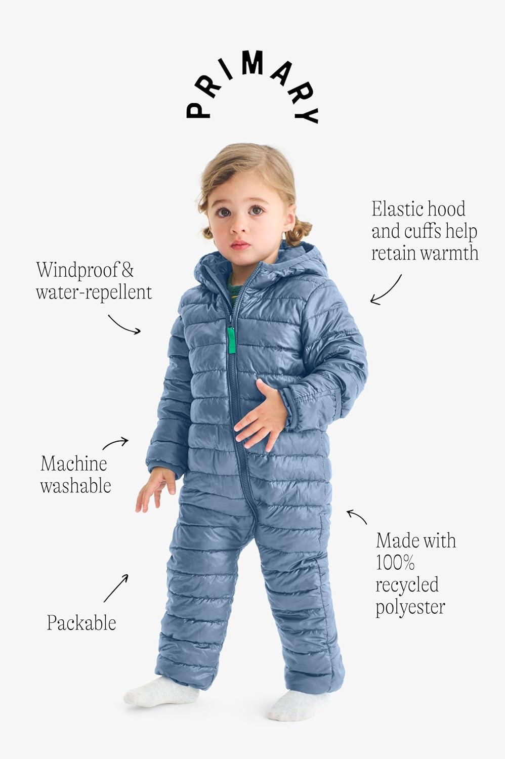 imagePrimary Baby Puffer Bunting Suit WaterRepellent and Windproof Made with 100 Recycled MaterialsSpruce