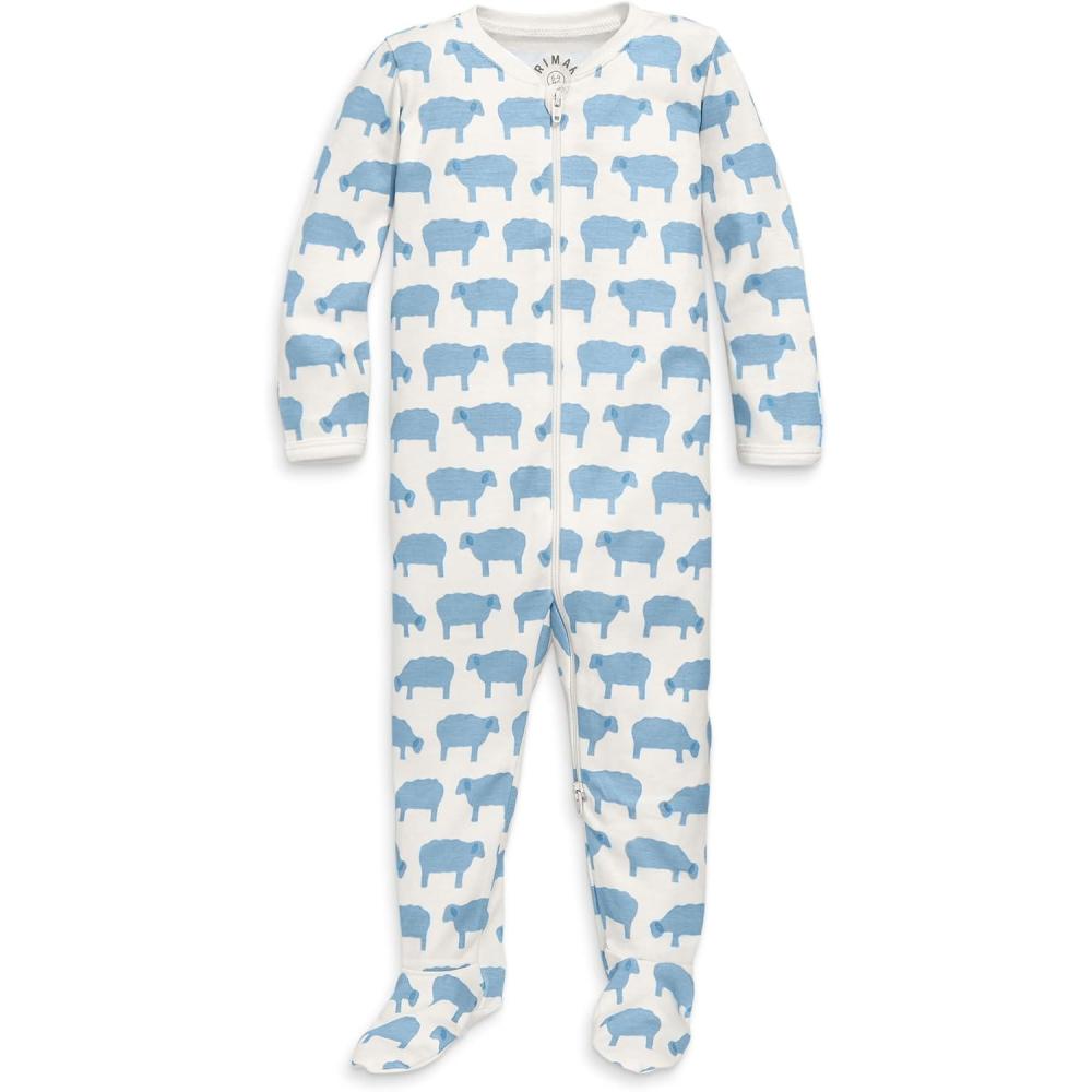 imagePrimary Baby Organic Animal Friends Zip Footie  100 Organic Cotton Sleepwear with 2Way Zipper Soft amp Safe for BabiesStreambabysheep
