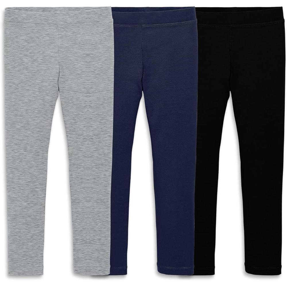 imagePrimary Kids Legging 3Pack  Soft Cotton Stretch Pants for Toddlers amp Kids Everyday PullOn Leggings with NoRoll WaistbandNavy Mix