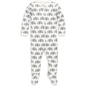 Primary Baby Organic Animal Friends Zip Footie – 100% Organic Cotton Sleepwear with 2-Way Zipper, Soft & Safe for Babies(Fog Pandas)