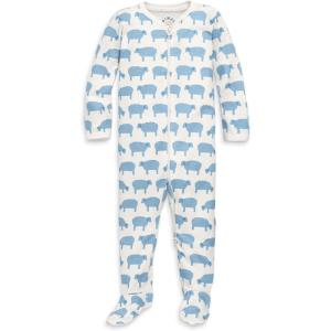 Primary Baby Organic Animal Friends Zip Footie – 100% Organic Cotton Sleepwear with 2-Way Zipper, Soft & Safe for Babies(Stream-baby-sheep)