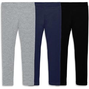 Primary Kids Legging 3-Pack – Soft Cotton Stretch Pants for Toddlers & Kids, Everyday Pull-On Leggings with No-Roll Waistband(Navy Mix)