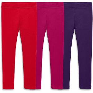 Primary Kids Legging 3-Pack – Soft Cotton Stretch Pants for Toddlers & Kids, Everyday Pull-On Leggings with No-Roll Waistband(Raspberry Mix)