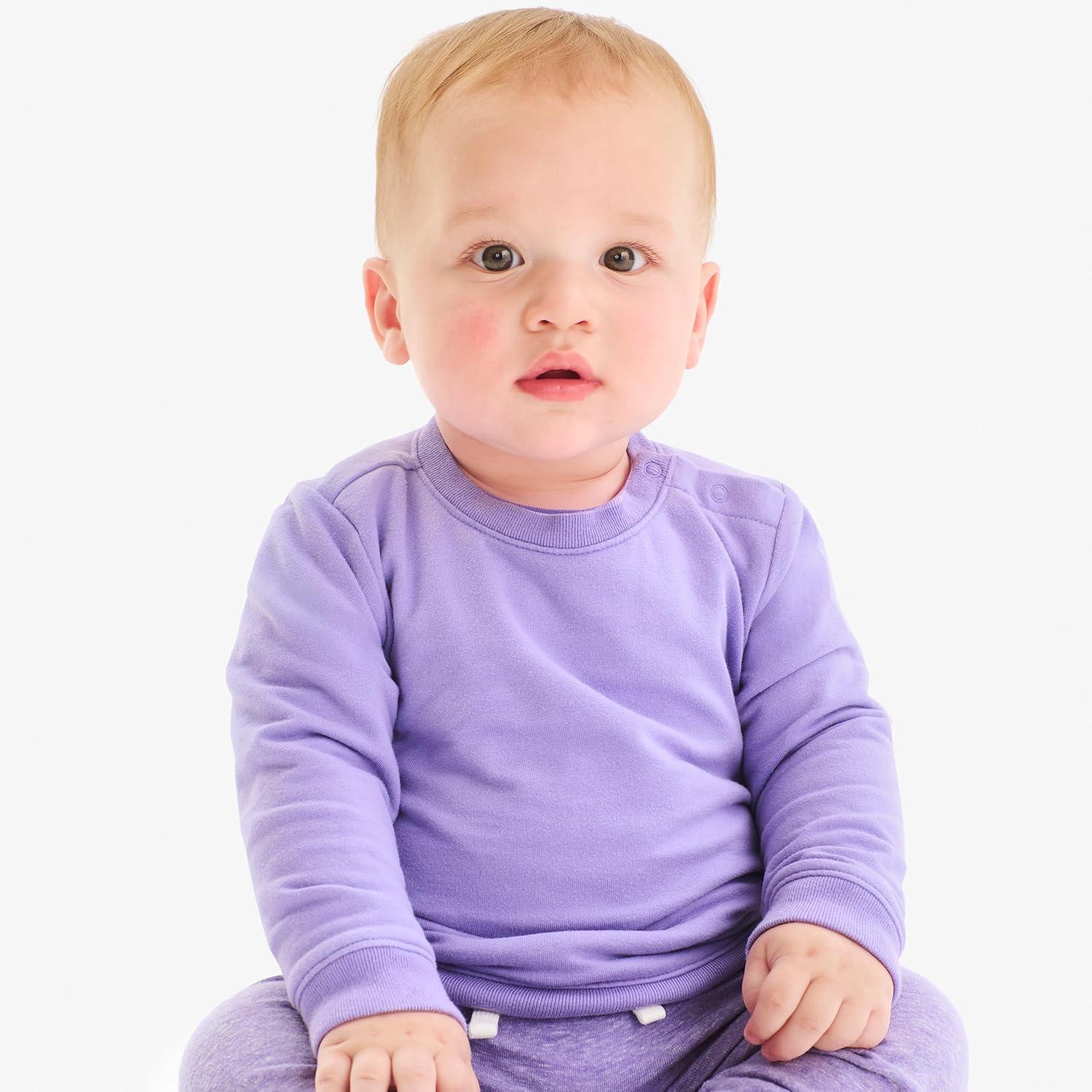 imagePrimary Baby Crewneck Sweatshirt Soft Cotton French Terry Pullover Cozy Long Sleeve TopNavy