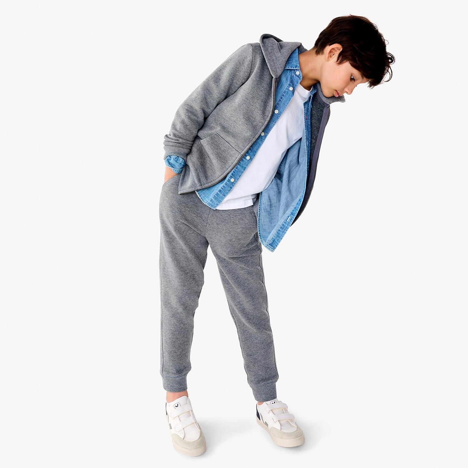 imagePrimary Kids Cozy Fleece Jogger Sweatpants Soft Cotton Blend Pants with Drawstring and Pockets Warm Winter JoggersHeather Black