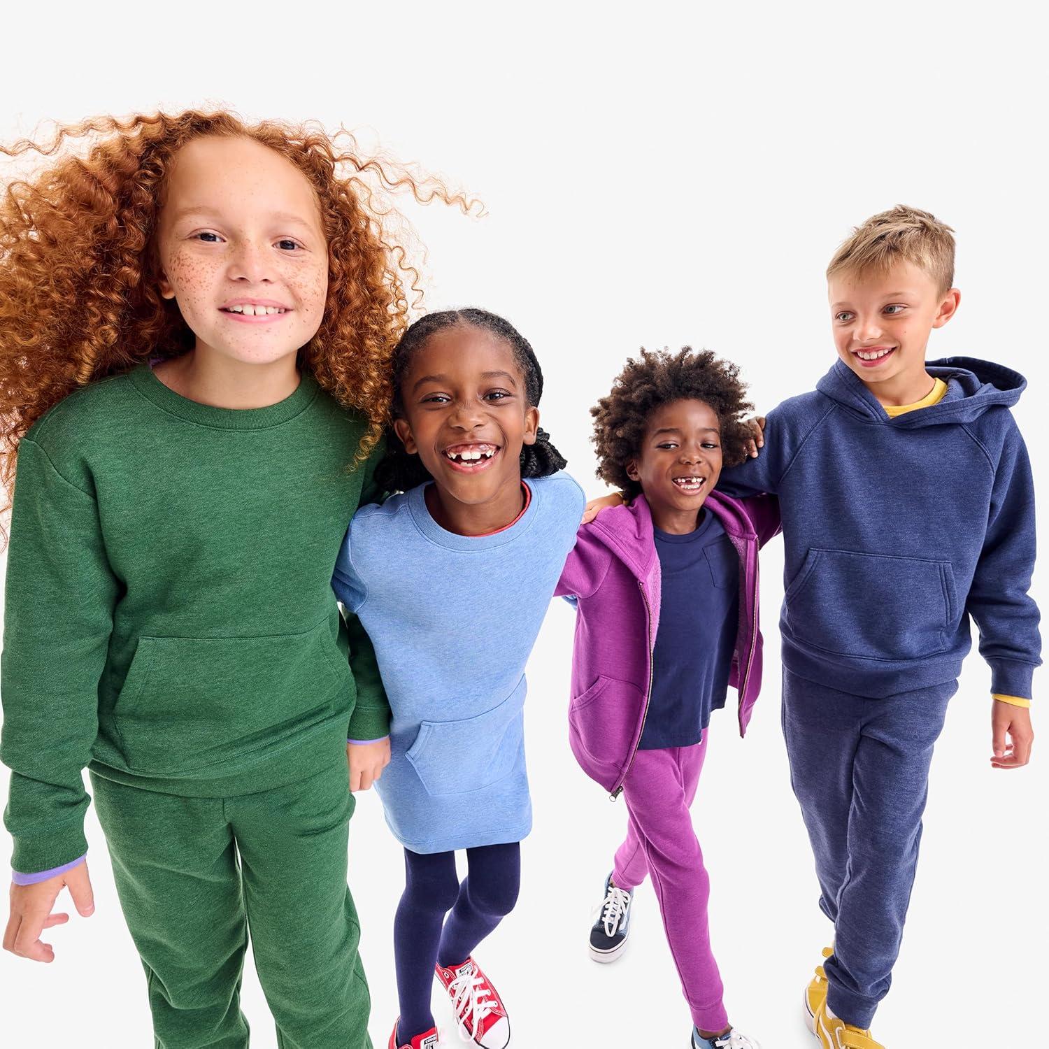 imagePrimary Kids Cozy Fleece Jogger Sweatpants Soft Cotton Blend Pants with Drawstring and Pockets Warm Winter JoggersHeather Navy