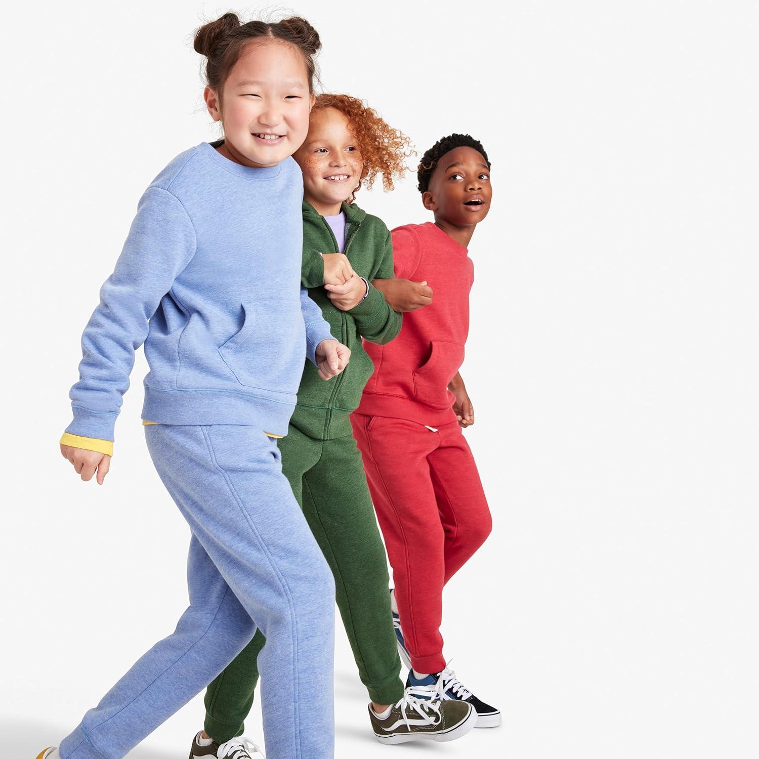 imagePrimary Kids Cozy Fleece Jogger Sweatpants Soft Cotton Blend Pants with Drawstring and Pockets Warm Winter JoggersHeather Navy