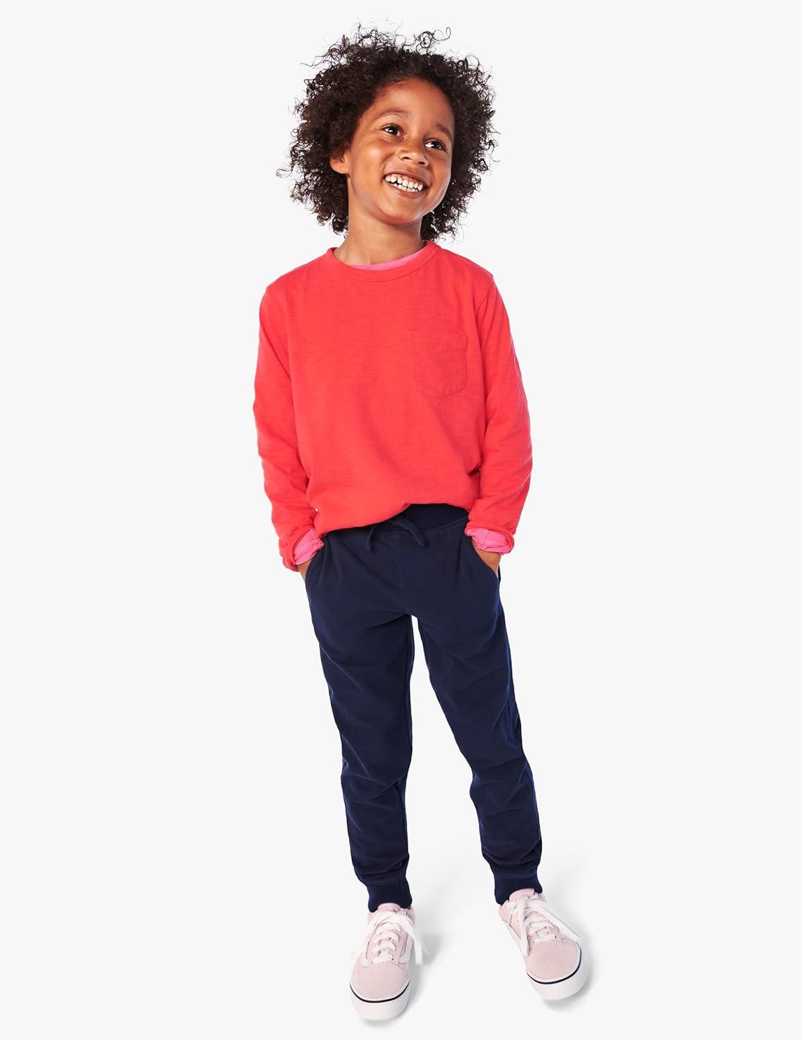 imagePrimary Kids Jogger Sweatpants Soft Cotton French Terry Pants with Drawstring and PocketsNavy