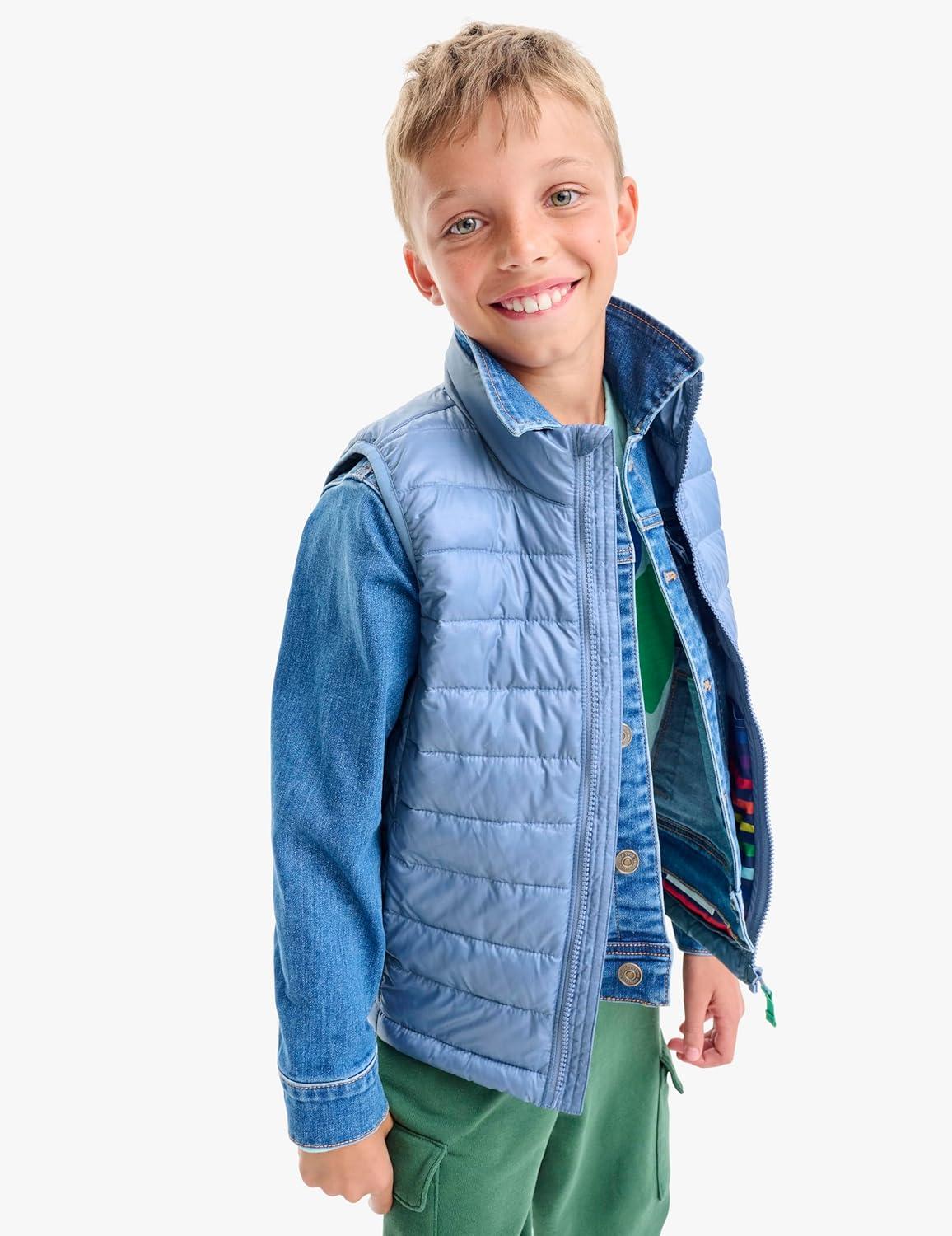 imagePrimary Kids Lightweight Puffer Vest WaterRepellent and Windproof Made with 100 Recycled MaterialsNavy