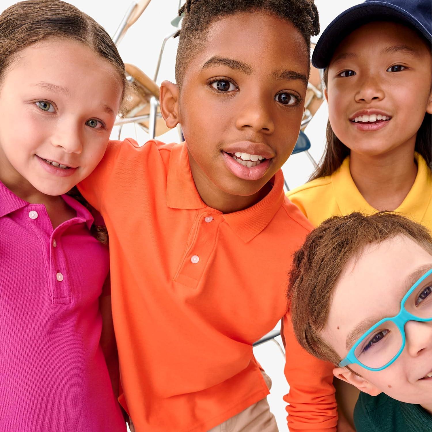 imagePrimary Kids Long Sleeve Pique Polo Soft Cotton Blend Uniform Shirt Breathable Durable School Polo for Boys amp GirlsCobalt