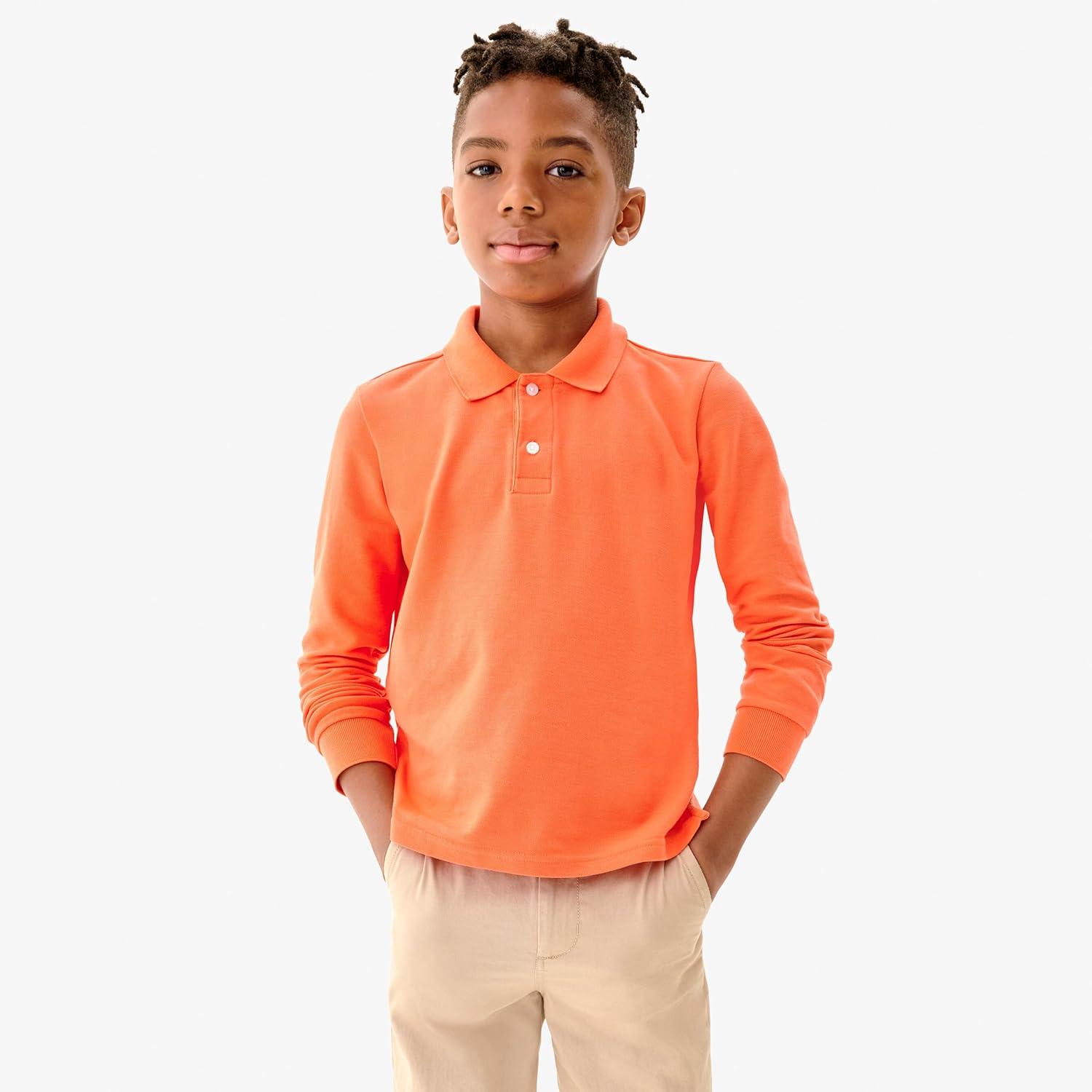 imagePrimary Kids Long Sleeve Pique Polo Soft Cotton Blend Uniform Shirt Breathable Durable School Polo for Boys amp GirlsIvy