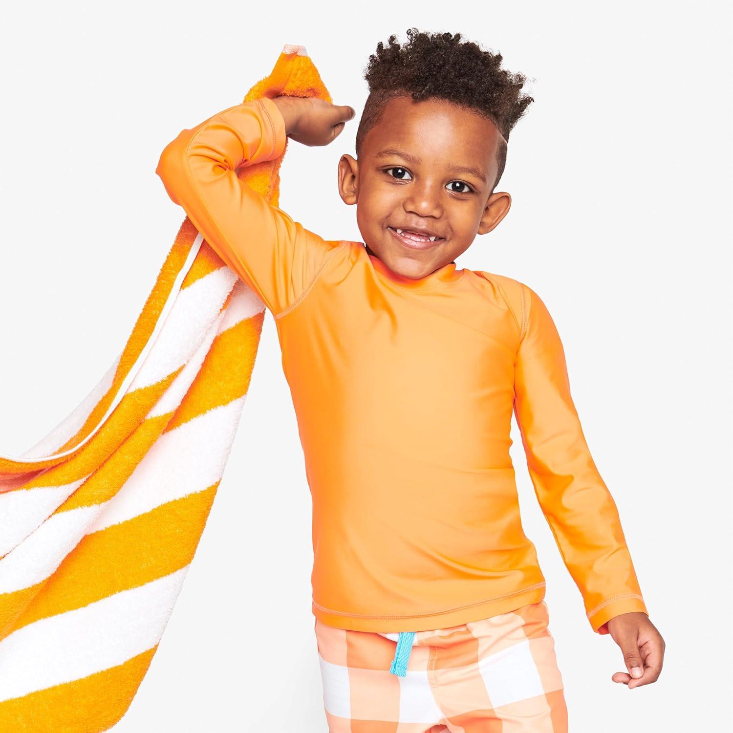 imagePrimary Kids Long Sleeve Rash Guard Swim Shirt UPF 50 Made with Recycled Materials Stretchy FabricBanana