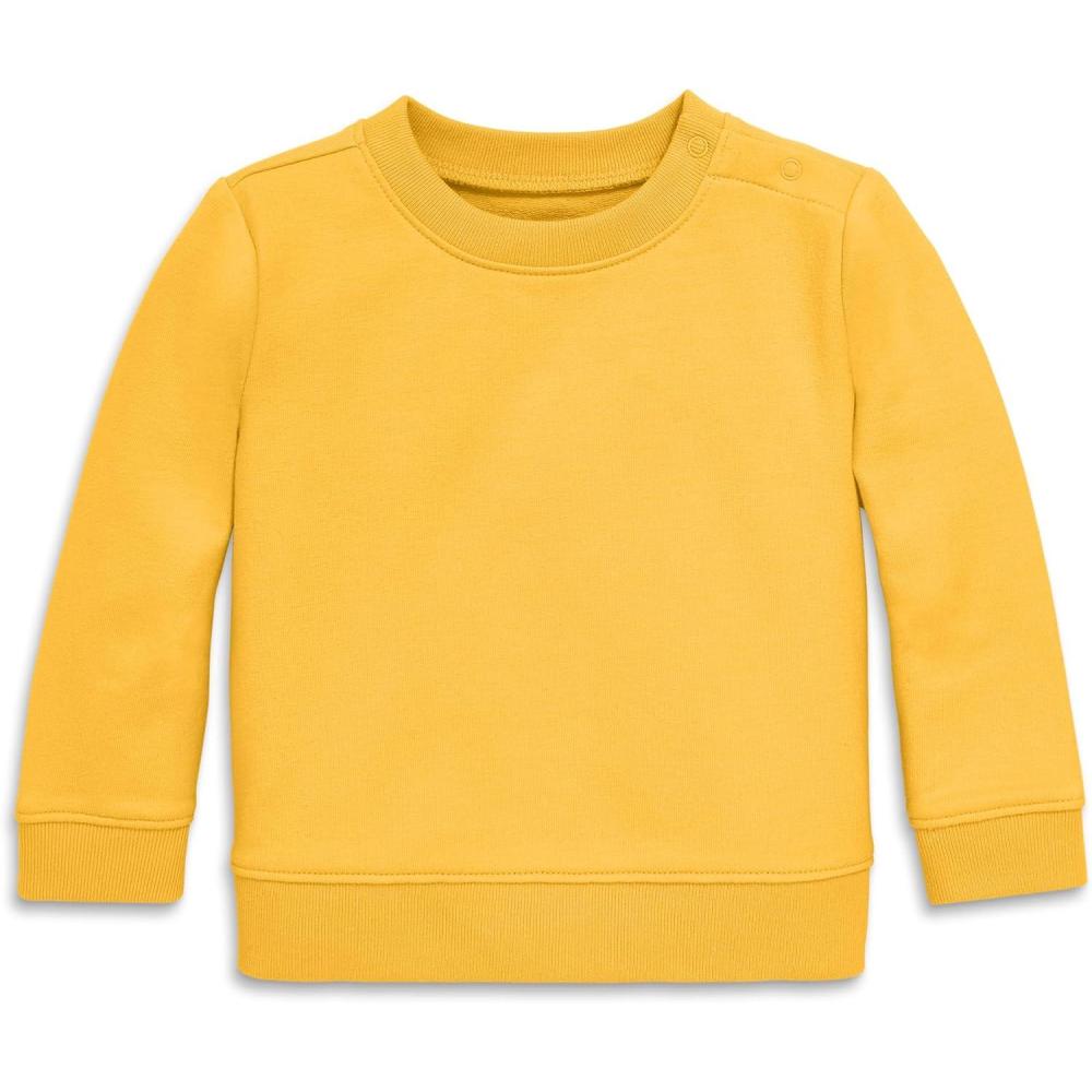 imagePrimary Baby Crewneck Sweatshirt  Soft Cotton French Terry Pullover Cozy Long Sleeve TopSunflower
