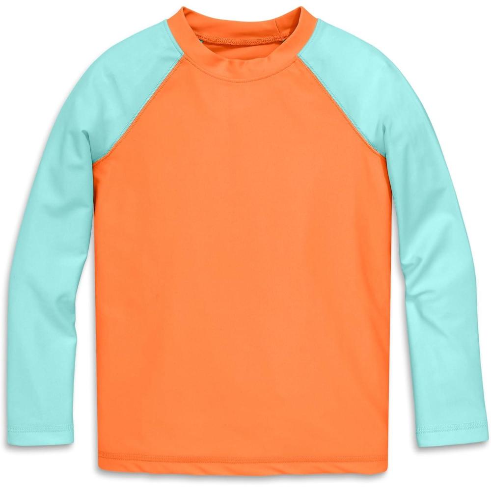 imagePrimary Kids Long Sleeve Baseball Rash Guard UPF 50 Made with Recycled MaterialsCantaloupe Mist