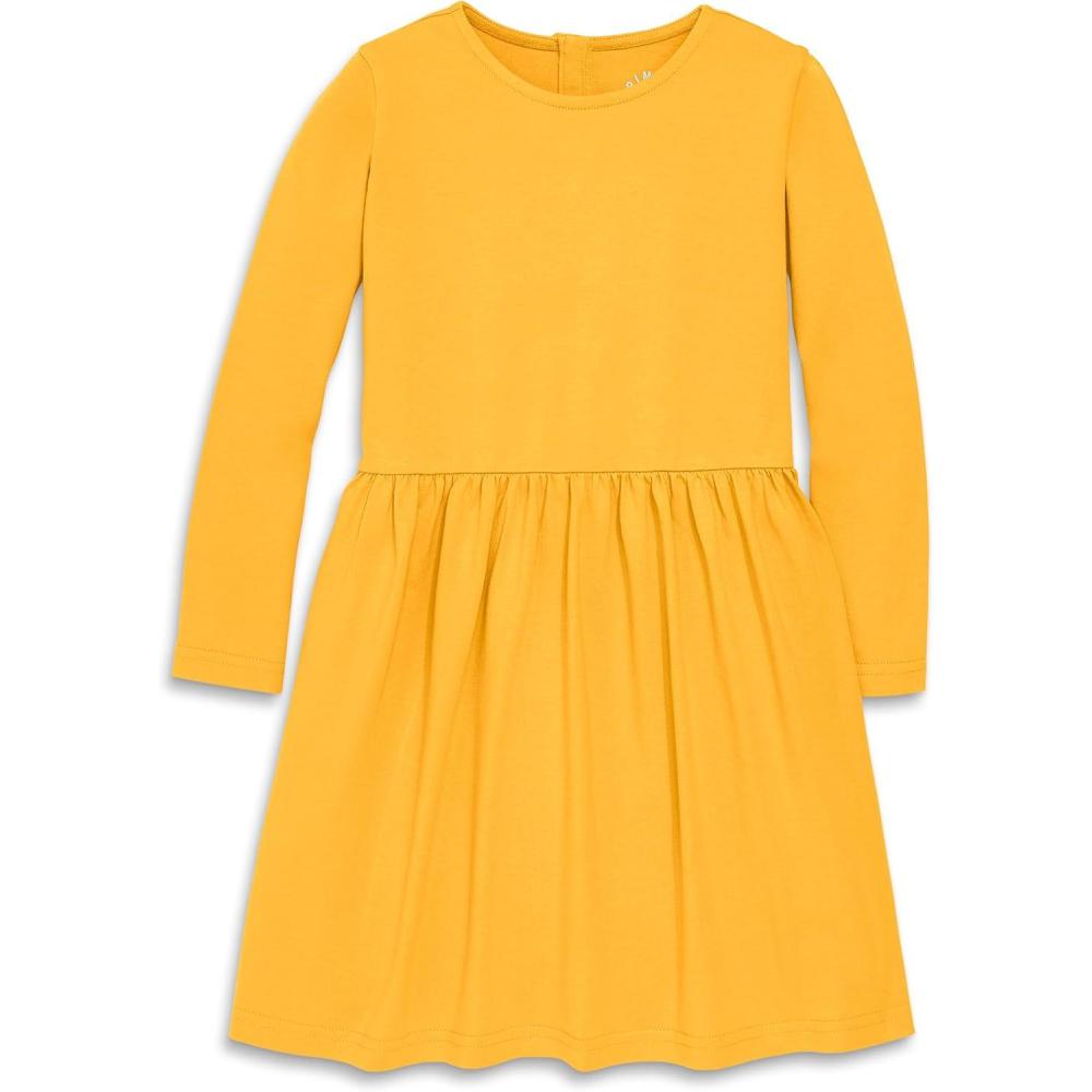 imagePrimary Kids Long Sleeve Perfect Pocket Dress  Soft Cotton Jersey Dress for Kids Everyday Comfort with PocketsSunflower