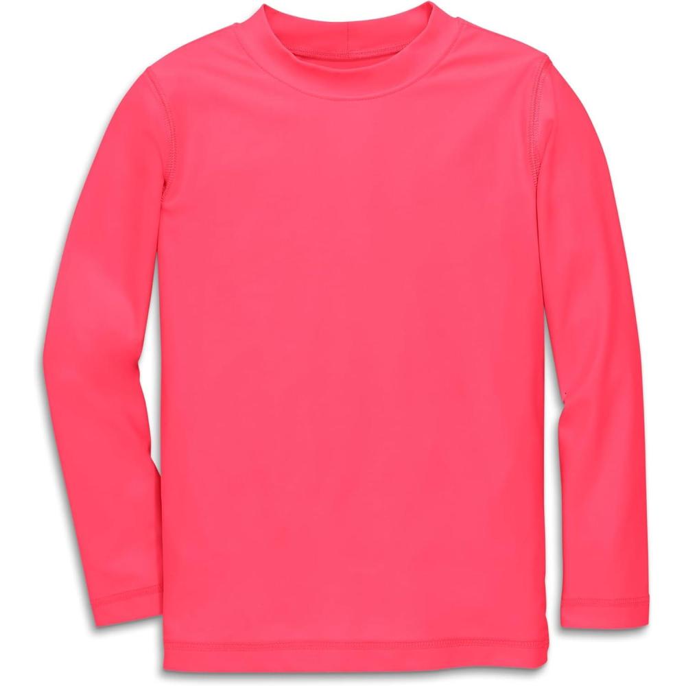 imagePrimary Kids Long Sleeve Rash Guard Swim Shirt UPF 50 Made with Recycled Materials Stretchy FabricBright Azalea