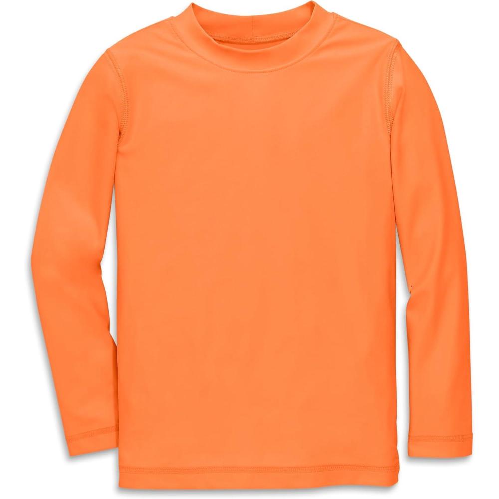 imagePrimary Kids Long Sleeve Rash Guard Swim Shirt UPF 50 Made with Recycled Materials Stretchy FabricCantaloupe