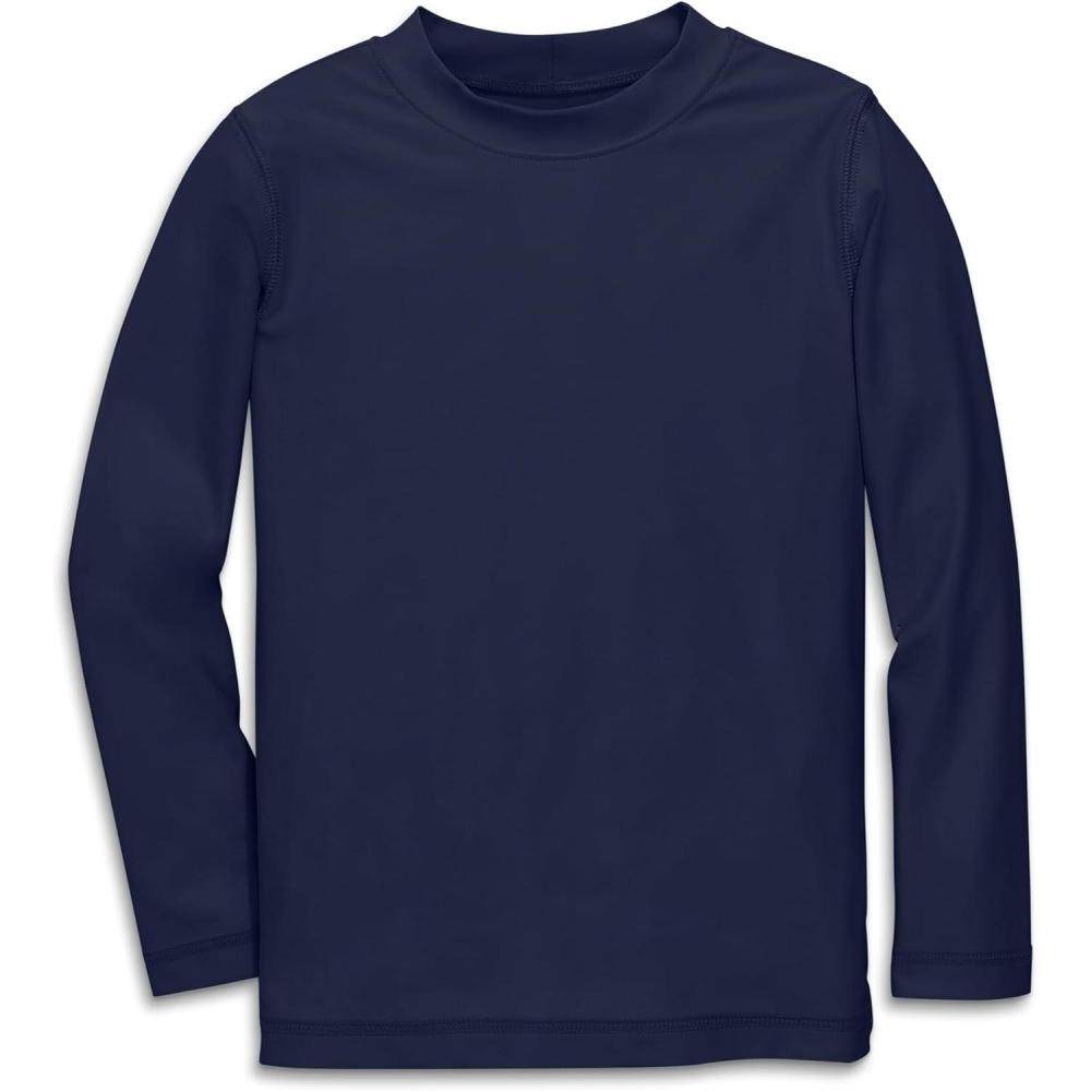 imagePrimary Kids Long Sleeve Rash Guard Swim Shirt UPF 50 Made with Recycled Materials Stretchy FabricNavy