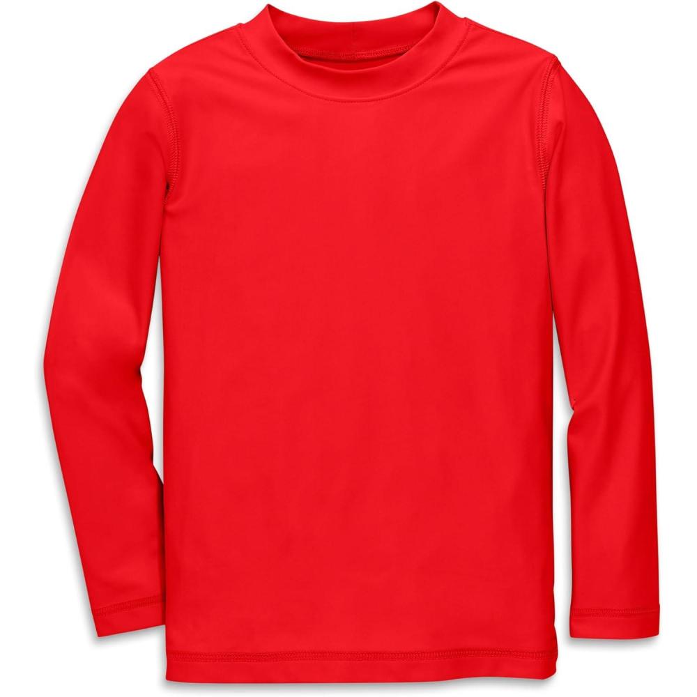 imagePrimary Kids Long Sleeve Rash Guard Swim Shirt UPF 50 Made with Recycled Materials Stretchy FabricTomato