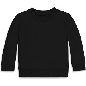 Primary Baby Crewneck Sweatshirt – Soft Cotton French Terry Pullover, Cozy Long Sleeve Top(Black)