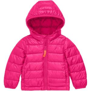 Primary Baby Lightweight Puffer Jacket, Water-Repellent and Windproof, Made with 100% Recycled Materials(Fuchsia)