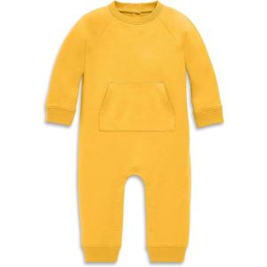 Primary Baby Sweatshirt Romper – French Terry One-Piece for Babies, Soft Cozy Fabric with Easy Snap Legs(Sunflower)
