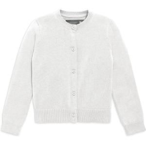 Primary Kids Cotton Cardigan – 100% Cotton Knit Sweater, Soft Lightweight Layer(White)