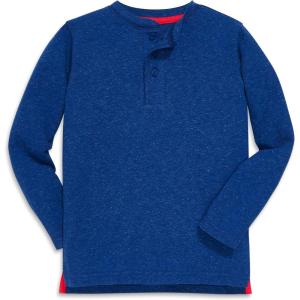 Primary Kids Heathered Long Sleeve Henley Tee – Soft Cotton Blend Shirt for Boys & Girls, Textured Everyday Layer(Cobalt)