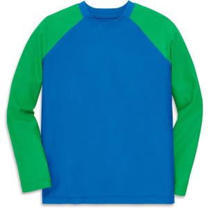 Primary Kids Long Sleeve Baseball Rash Guard, UPF 50+, Made with Recycled Materials(Blueberry Green Apple)