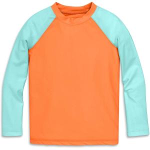 Primary Kids Long Sleeve Baseball Rash Guard, UPF 50+, Made with Recycled Materials(Cantaloupe Mist)
