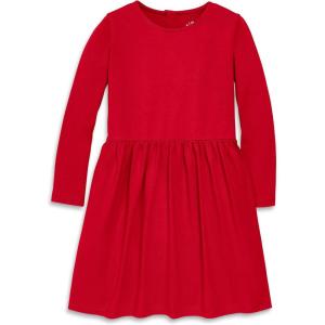 Primary Kids Long Sleeve Perfect Pocket Dress – Soft Cotton Jersey Dress for Kids, Everyday Comfort with Pockets(Cherry)