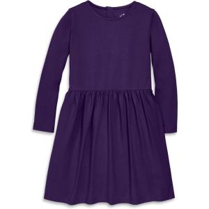Primary Kids Long Sleeve Perfect Pocket Dress – Soft Cotton Jersey Dress for Kids, Everyday Comfort with Pockets(Grape)