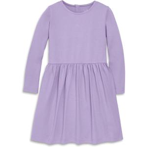 Primary Kids Long Sleeve Perfect Pocket Dress – Soft Cotton Jersey Dress for Kids, Everyday Comfort with Pockets(Iris)