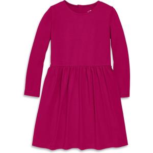 Primary Kids Long Sleeve Perfect Pocket Dress – Soft Cotton Jersey Dress for Kids, Everyday Comfort with Pockets(Raspberry)