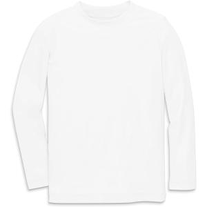 Primary Kids Long Sleeve Rash Guard, Swim Shirt, UPF 50+, Made with Recycled Materials, Stretchy Fabric(White)