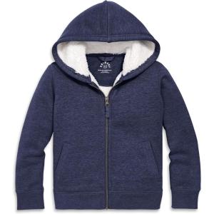 Primary Kids Teddy Fleece-Lined Zip Hoodie – Soft Recycled Cotton Sweatshirt Jacket, Ultra-Cozy Hooded Zip-Up for Kids(Heather Navy)