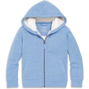 Primary Kids Teddy Fleece-Lined Zip Hoodie – Soft Recycled Cotton Sweatshirt Jacket, Ultra-Cozy Hooded Zip-Up for Kids(Heather Vintage Blue)