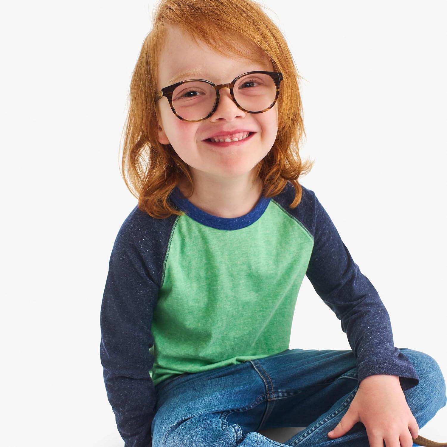 imagePrimary Kids Heathered Long Sleeve Baseball Tee Cotton Blend Raglan Shirt for Boys amp Girls Soft Everyday LayerNavy Cobalt