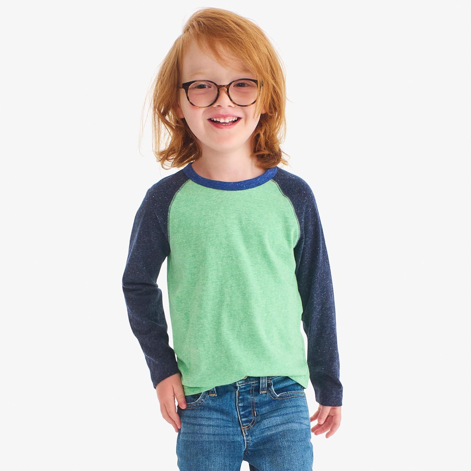 imagePrimary Kids Heathered Long Sleeve Baseball Tee Cotton Blend Raglan Shirt for Boys amp Girls Soft Everyday LayerStream Moonlight