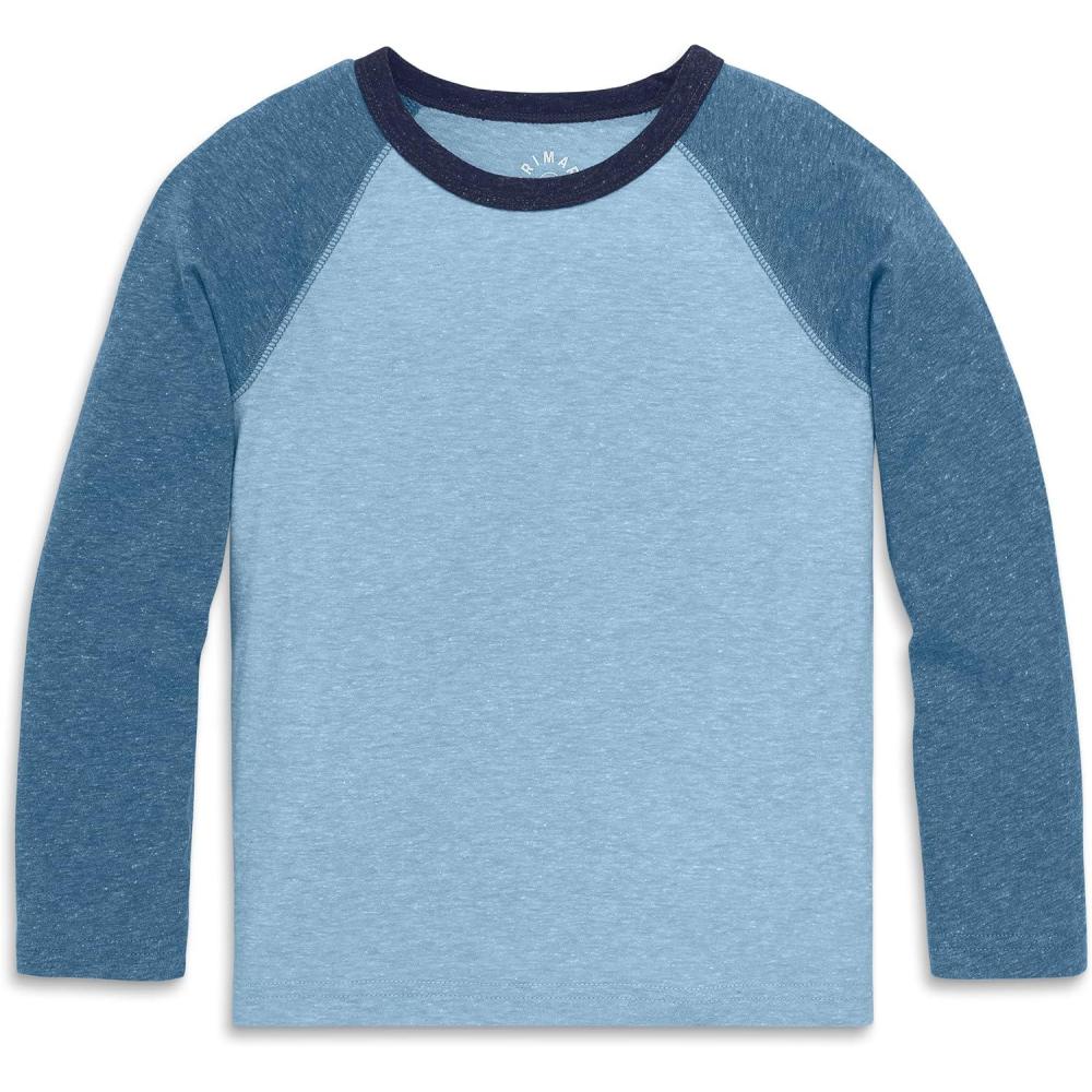 imagePrimary Kids Heathered Long Sleeve Baseball Tee Cotton Blend Raglan Shirt for Boys amp Girls Soft Everyday LayerStream Moonlight