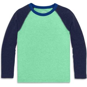 Primary Kids Heathered Long Sleeve Baseball Tee – Cotton Blend Raglan Shirt for Boys & Girls, Soft Everyday Layer(Clover/ Navy)