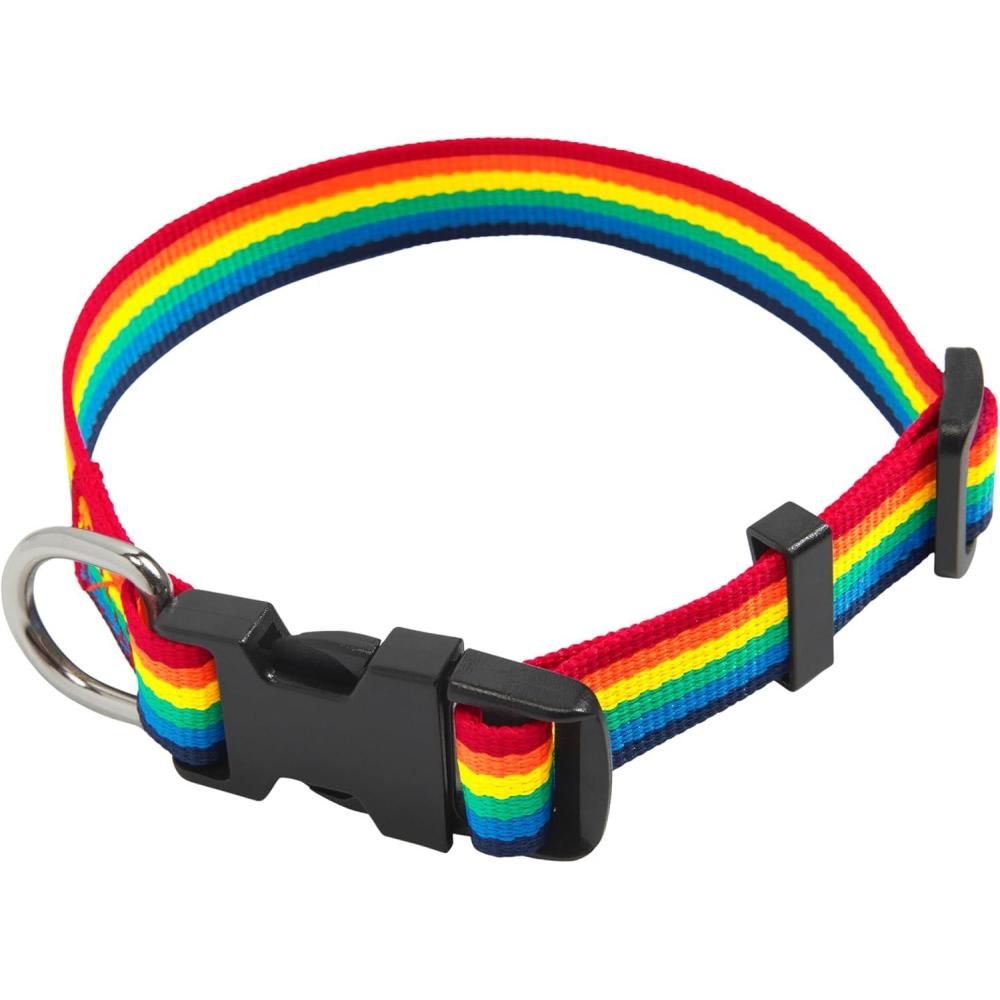 imageEcoFriendly Rainbow Dog Collar  Adjustable Durable Pet Collar for Dogs amp Cats Lightweight Colorful Pride Collar with Secure Buckle Made from Recycled Materials SmallSmall