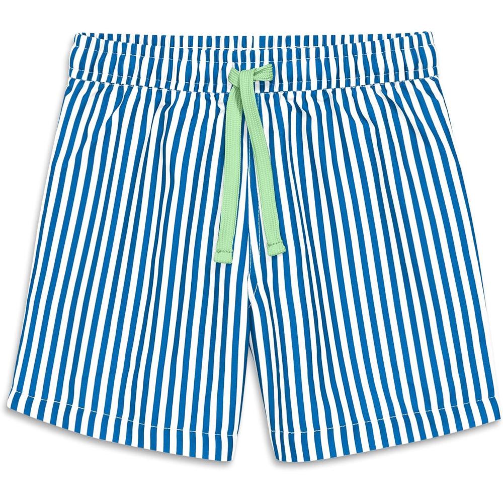 imagePrimary Kids Swim Trunk in Stripe UPF 50 Made with Recycled MaterialsBlueberry White Stripe