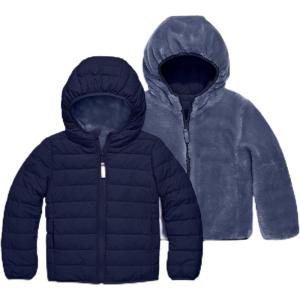 Primary Kids reversible fleece puffer jacket(Navy/Sunwashed Navy)
