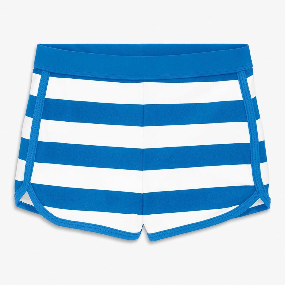imagePrimary Kids Swim Short in Stripe UPF 50 Made with Recycled MaterialsBlueberry White Stripe