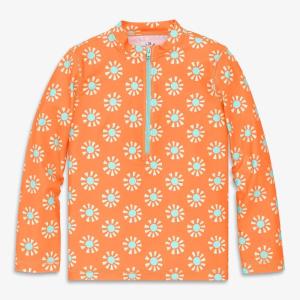 Primary Kids Long Sleeve Half-Zip Rash Guard in Cutout Suns, UPF 50+, Made with Recycled Materials