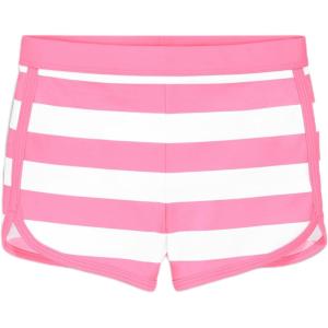 Primary Kids Swim Short in Stripe, UPF 50+, Made with Recycled Materials(Pink Lemonade White Stripe)