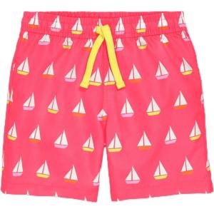 Primary Kids Swim Trunk in Sailboats, UPF 50+, Made with Recycled Materials(Bright Azalea Sailboats)
